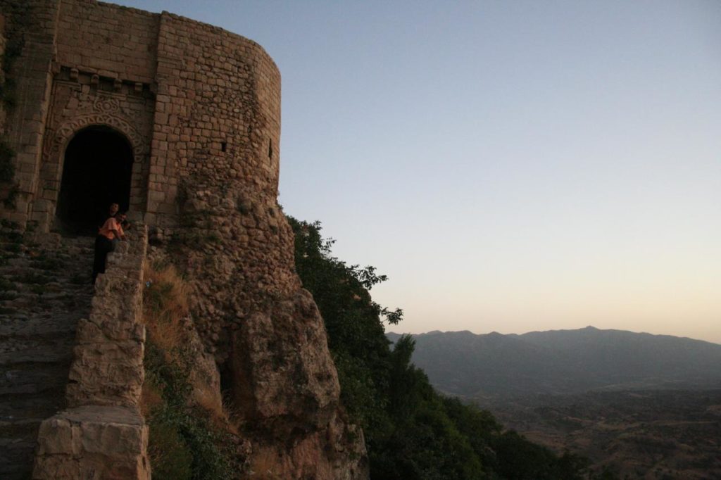 Image illustrating a gate to the city of Amedy at sunset, Kurdistan Region of Iraq