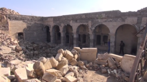 Image illustrating destruction of Tell Nebi Yunus in Ninewa, Mosul, Iraq